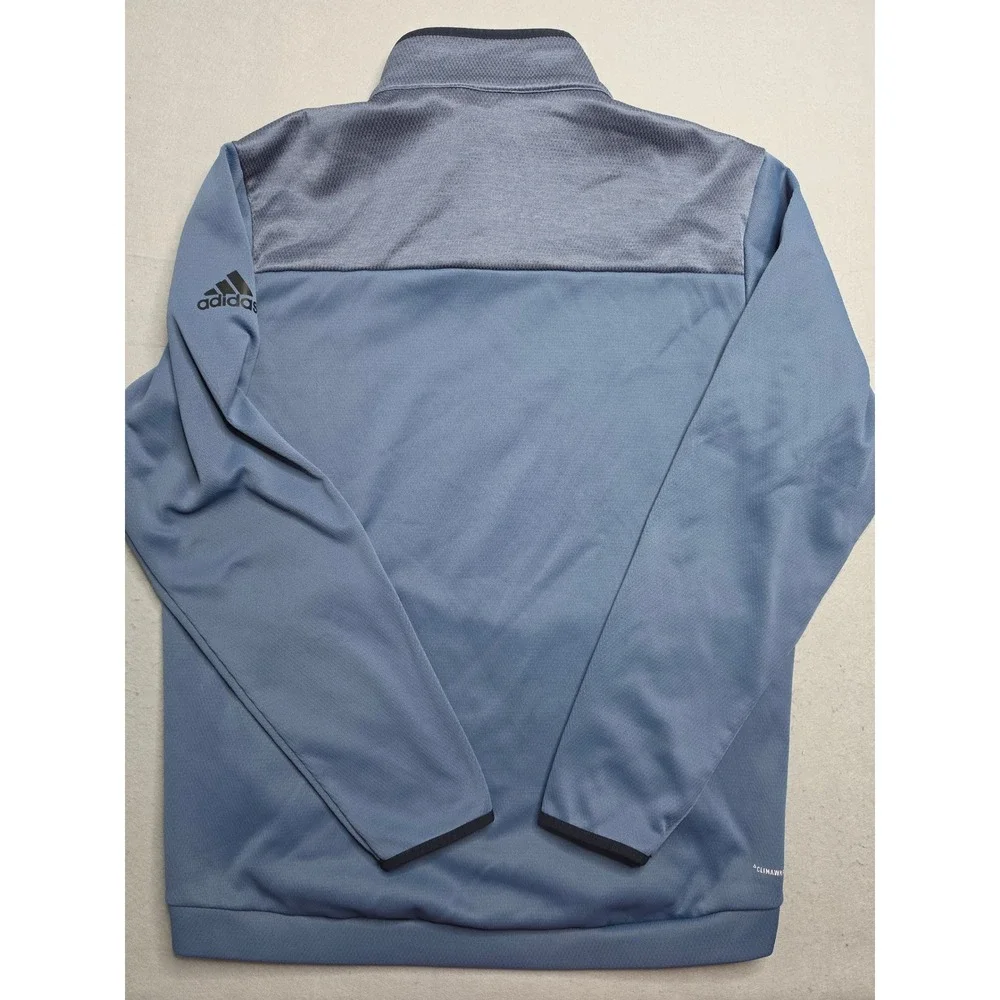 Adidas Sweatshirt Men's Large Blue Mesh Lined Long Sleeve Quarter Zip Activewear